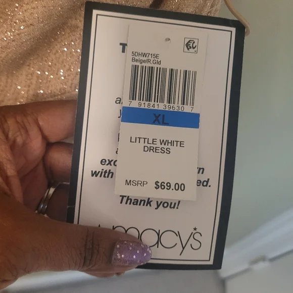 B. Darlin beige/gold glitter dress. Size XL. Spaghetti straps. - Picture 9 of 11